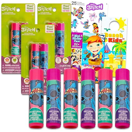 Stitch Lip Balm Tube Bundle for Girls - 6 Pack of Stitch Lip Balm in Assorted Flavors Plus Stickers, More | Stitch Party Favors Beauty & Personal Care Lilo and Stitch