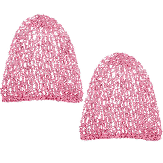 Waydress 2 Pcs Hair Nets Snood for Women Food Service Worker Sleeping Long Hair Cap Mesh Crochet Hairnet Tubi Wrap Rayon Knit(Pink) Beauty and Personal Care Waydress