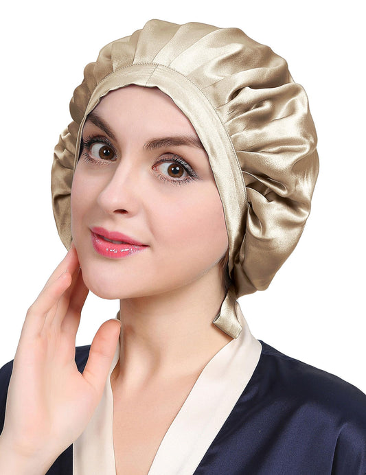 LilySilk 100% Mulberry Silk Bonnet, 19 Momme Silk Night Sleep Cap Adjustable Hair Wrap for Sleeping, Taupe Beauty and Personal Care LilySilk