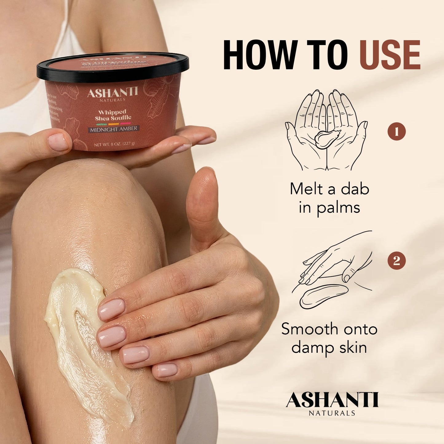 Ashanti Naturals Scented Whipped Shea Butter for Skin | African Body Butter for Women w/Coconut, Almond Oil (Midnight Amber Souffle, 8 oz) Beauty & Personal Care Ashanti Naturals