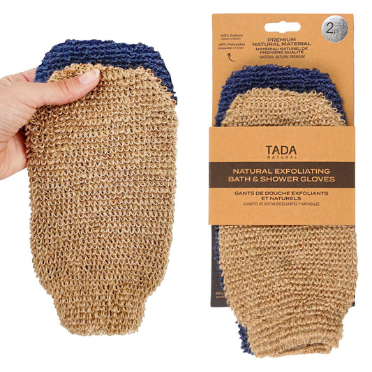 TADA BEAUTY Exfoliating Gloves Shower, Body Scrubber, Body Massage and Body Scrubs for Bath and Shower (Brown & Navy) Beauty and Personal Care TADA BEAUTY