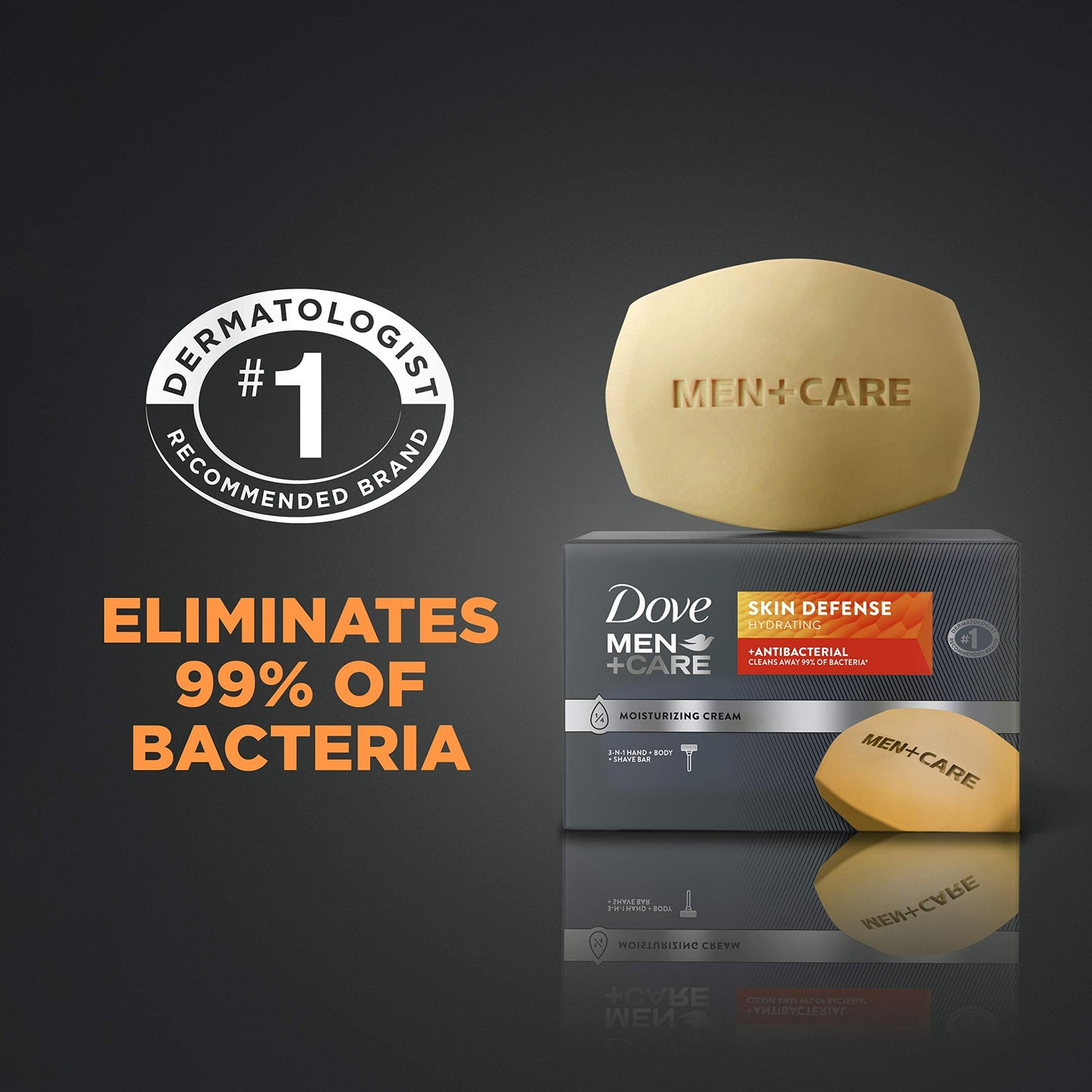 Dove Men+Care Soap Bar For Smooth, Hydrate & Nourishing the Skin - Defense Effectively Washes Away Bacteria, Cream, 3.75 Oz, 6 Count Beauty & Personal Care DOVE MEN + CARE