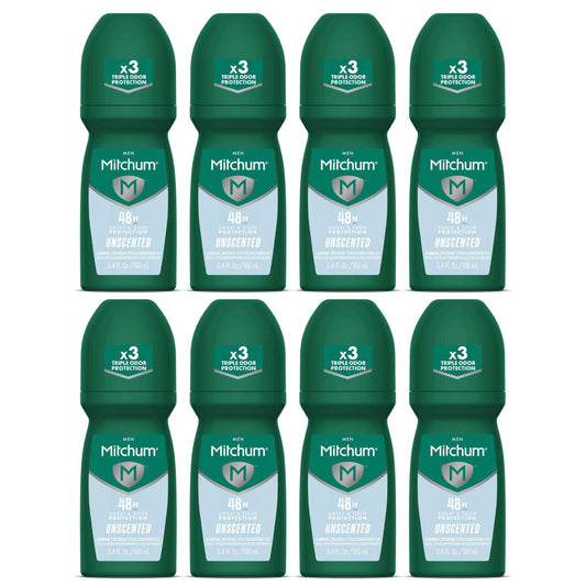 Mitchum Invisible Anti-Perspirant & Deodorant Roll-On, Unscented 3.4 oz (Pack of 8) Beauty and Personal Care Mitchum