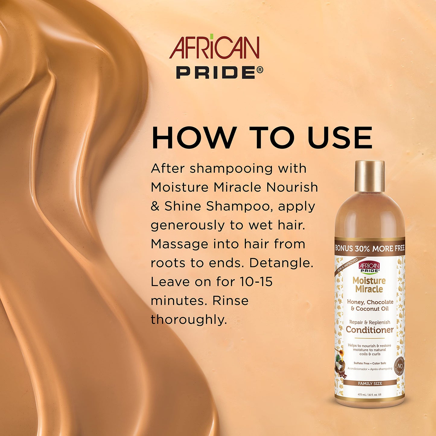 African Pride Moisture Miracle - For Natural Coils & Curls, Nourishes & Shines, Sulfate Free, Color Safe (16 Oz (3-in-1 Set)) Beauty & Personal Care African Pride