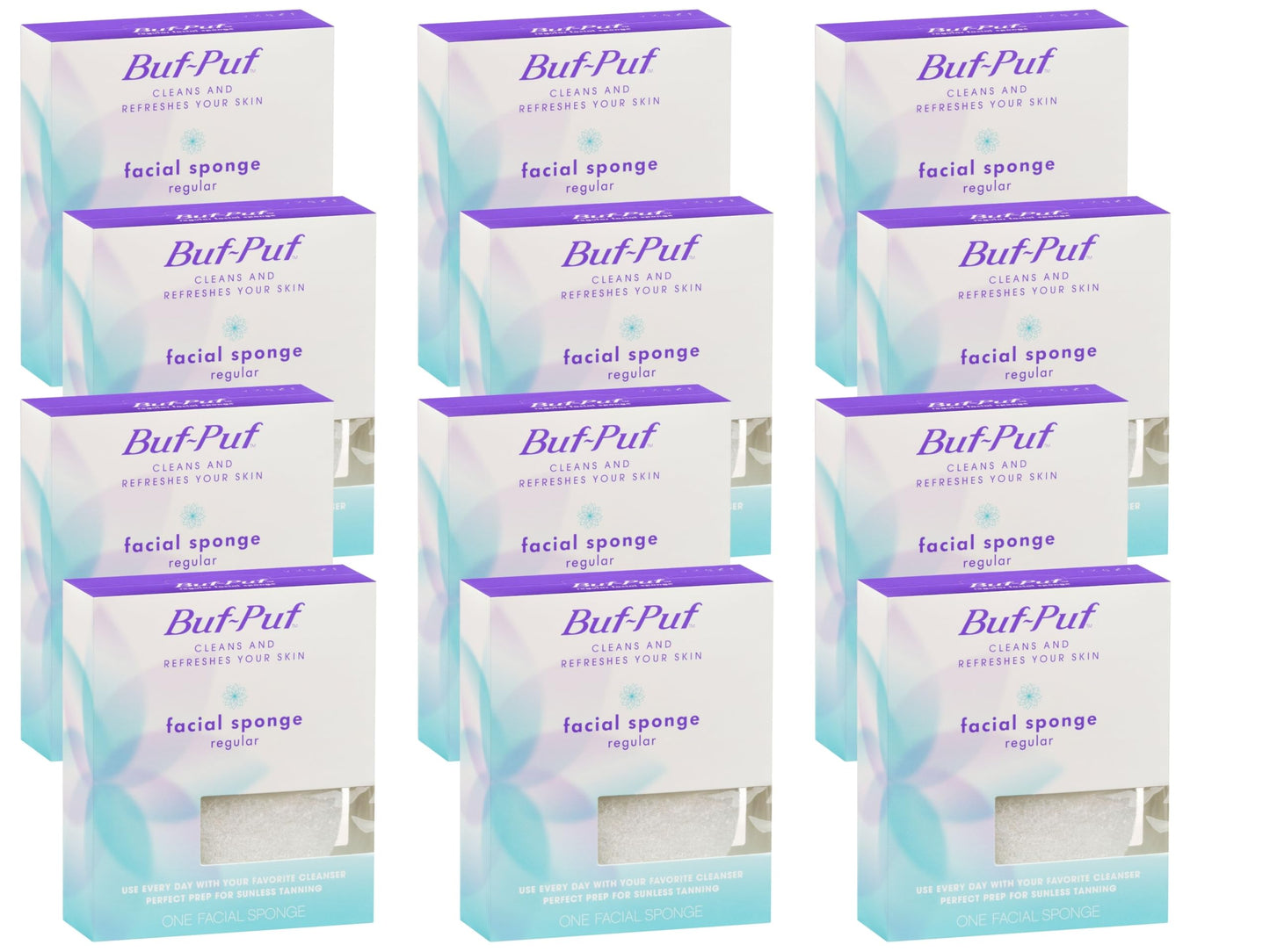 Buf-Puf Facial Sponge, Dermatologist Developed, Removes Deep Down Dirt & Makeup That Causes Breakouts and Blackheads, Reusable, Exfoliating, White, 12 Beauty and Personal Care Buf-Puf