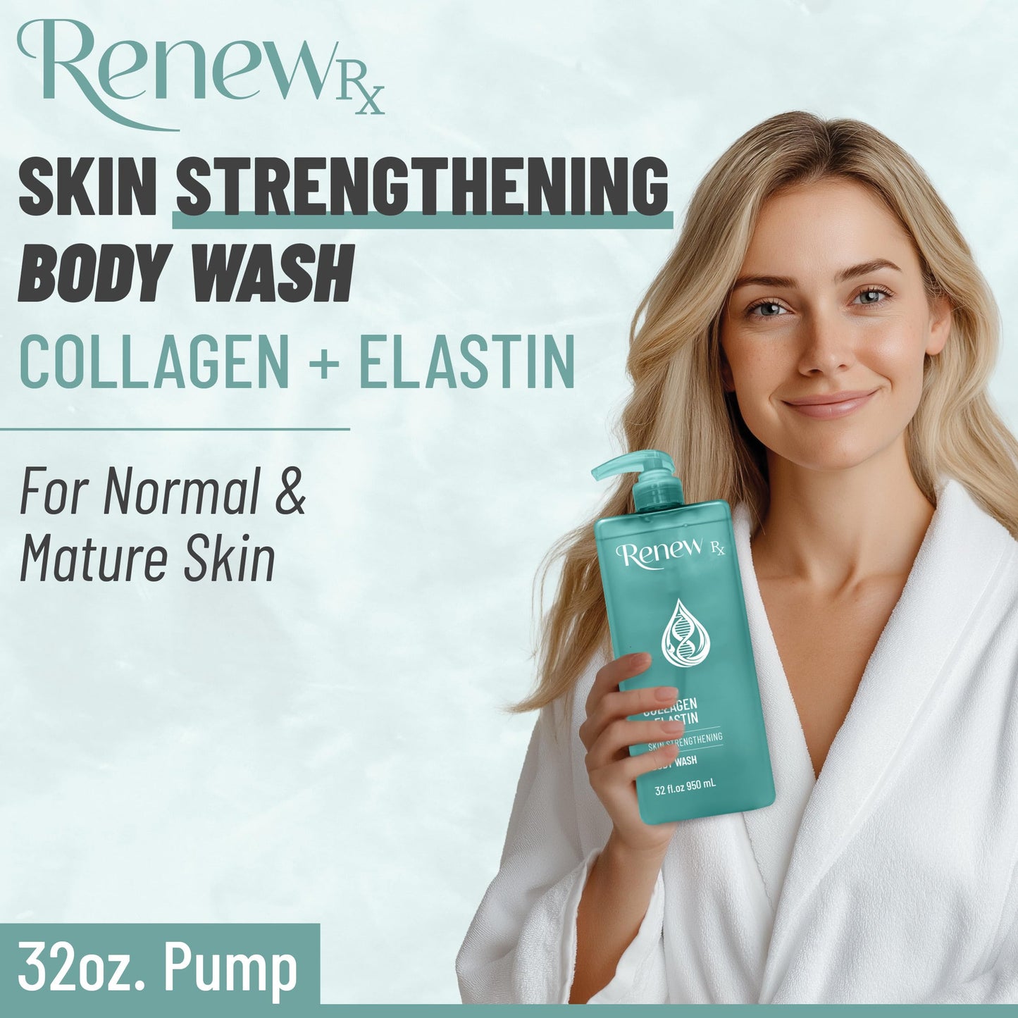 RENEW RX Collagen + Elastin Skin Strengthening Body Wash - Firming Skin Care, Hydrating Cleanser, Vegan Skincare, 32 fl oz Beauty & Personal Care RENEW RX