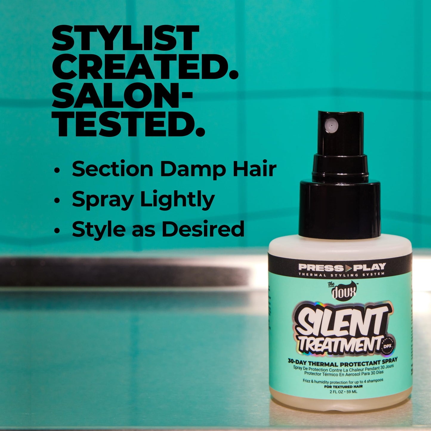 The Doux SILENT TREATMENT Anti-Frizz Heat Protectant Spray for Curly Hair - 30-Day Humidity Shield Hairspray with Keratin & Corn Starch - Travel Size Beauty & Personal Care The Doux