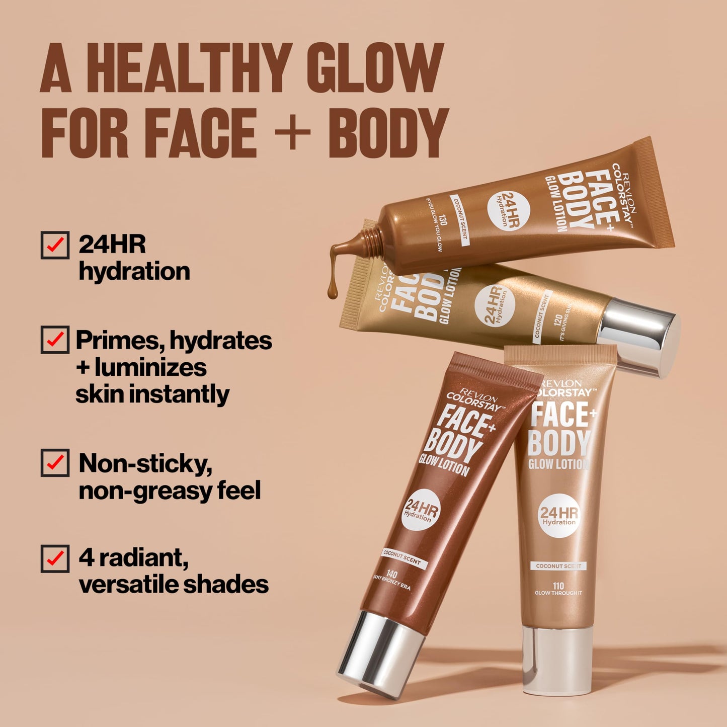 Revlon ColorStay Face & Body Glow Lotion, Hydrating Glow Moisturizer, 24HR Hydration, Illuminating Luminizing Shimmer, 130 If You Glow You Glow Beauty & Personal Care REVLON