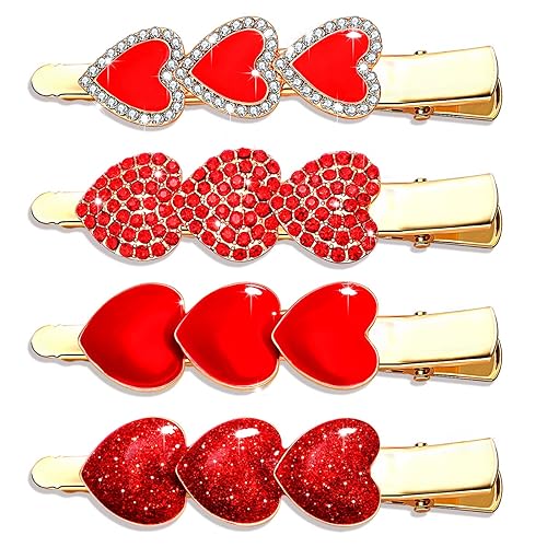 PHALIN 4PCS Valentine’s Day Hair Clips Rhinestone Heart Hairpins for Women Sweet Love Alligator Clips Barrettes Sparkling Styling Hair Accessory (4PCS Beauty & Personal Care PHALIN