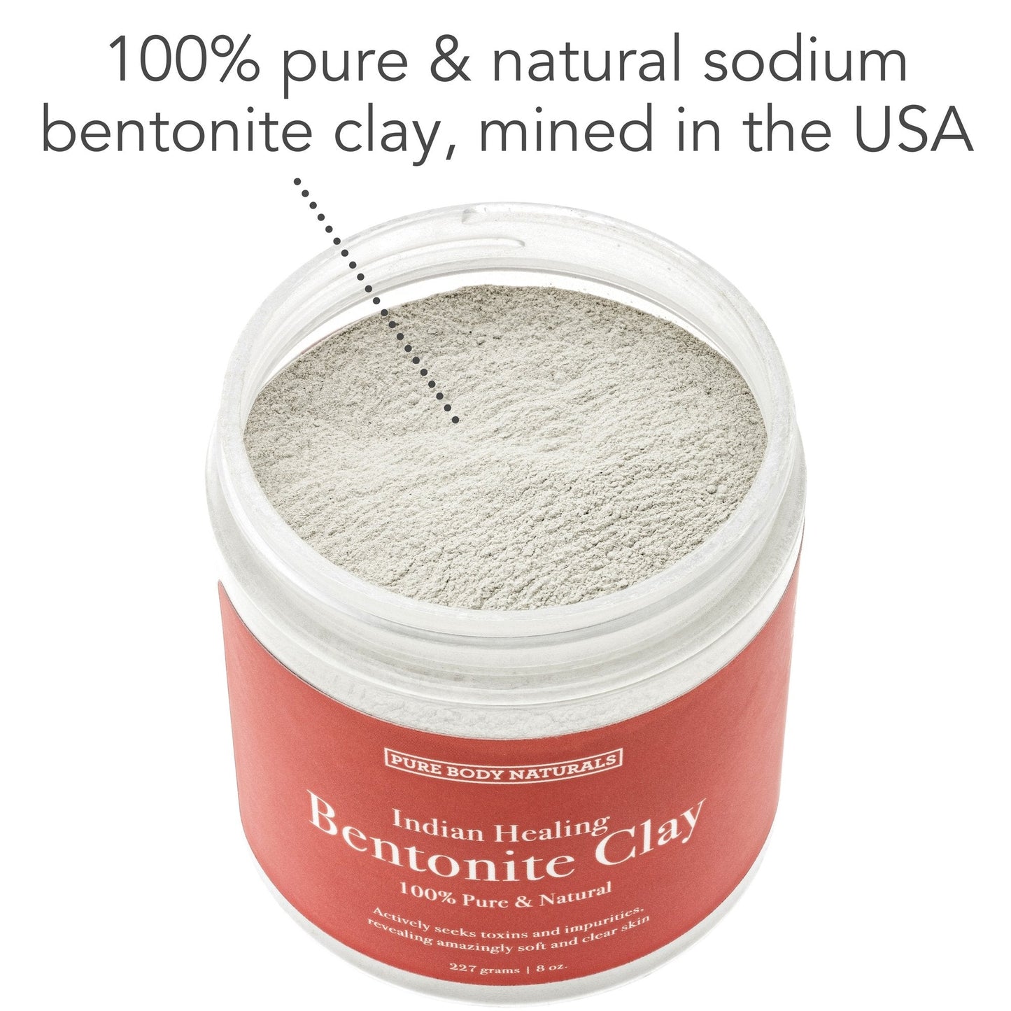 Pure Body Naturals Bentonite Clay Powder for DIY Detox Body & Face Mask, Pure Indian Healing Clay for Deep Pore Cleansing and Armpit Detox for Women Beauty and Personal Care Pure Body Naturals