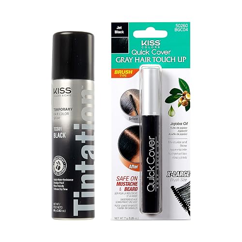 KISS Tintation Root Cover Up Gray Concealer Spray & Mascara Water-Resistant Smudge-Proof Easy Temporary Hair Color Change (Black) Beauty & Personal Care Red by Kiss
