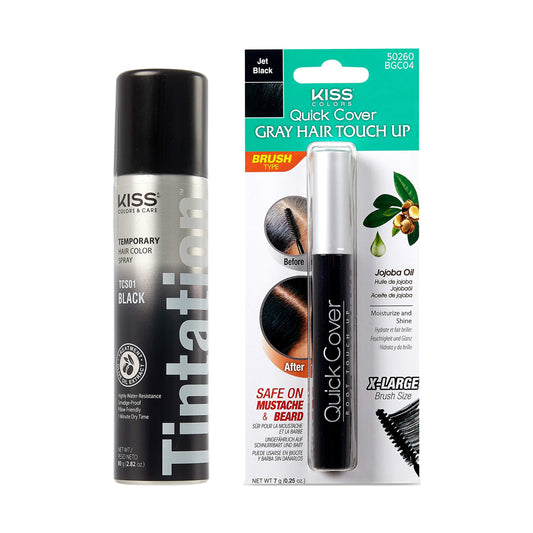 KISS Tintation Root Cover Up Gray Concealer Spray & Mascara Water-Resistant Smudge-Proof Easy Temporary Hair Color Change (Black) Beauty & Personal Care Red by Kiss