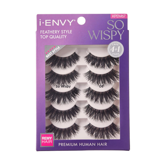 i-ENVY 5 Pairs So Wispy False Lashes, Premium Quality 100% Human Hair, Fluffy Feathered Eyelashes With Volume & Curl, Natural Look, Lightweight Beauty & Personal Care i•ENVY