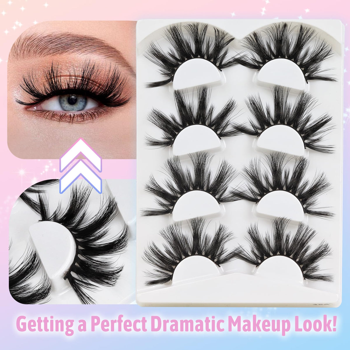 Losha 25mm Lashes 3D Faux Mink Lashes Fluffy Volume Eyelashes Thick Crossed Luxurious Soft Wispy Lashes Pack 4 Pairs Dramatic Eye Makeup (45A) Beauty & Personal Care Losha