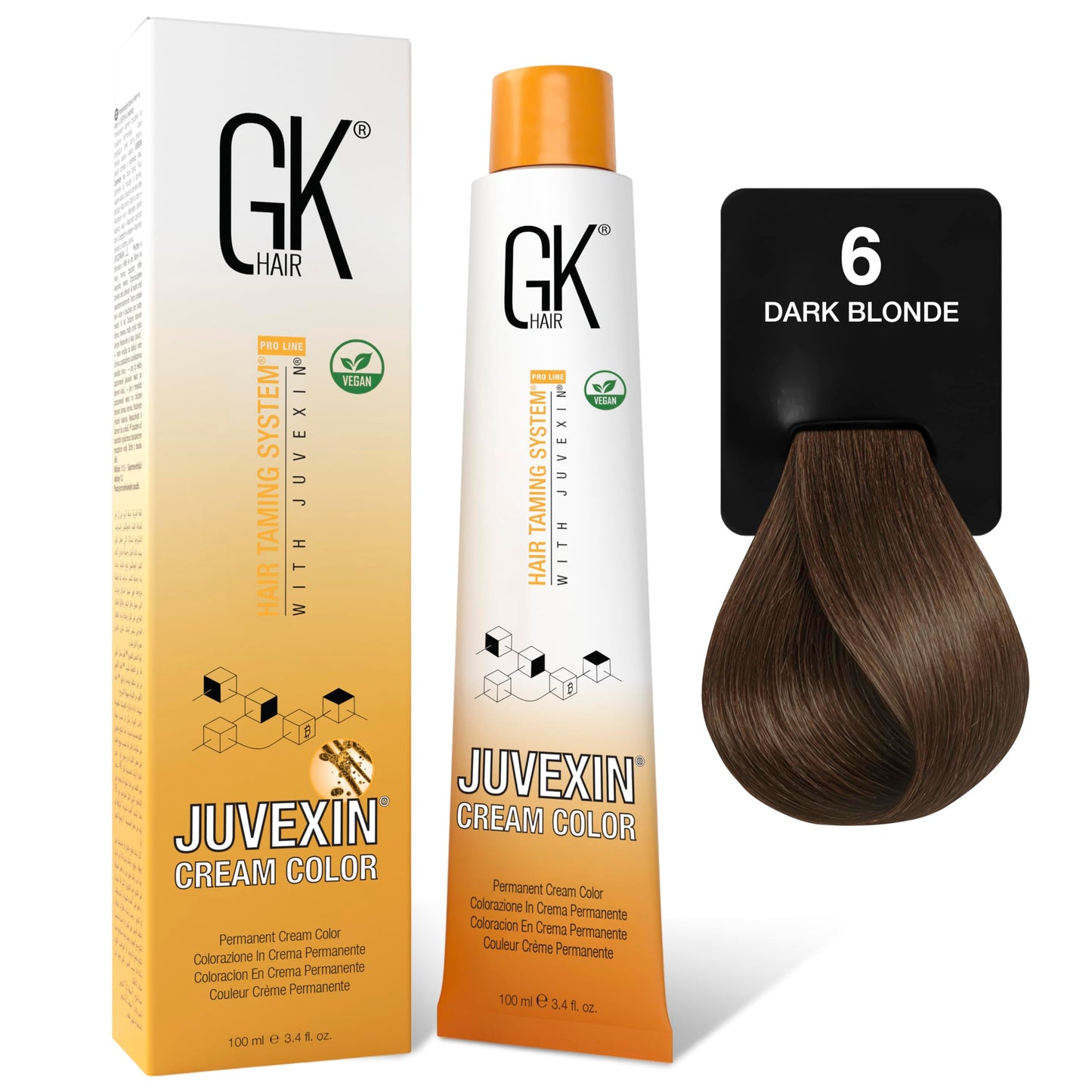 GK HAIR Color Cream 6.0 Natural Dark Blonde - 100% Grey Coverage | Semi, Demi or Permanent Results | 8-10 Vol Semi | 20-30-40 Vol Permanent - Salon Beauty & Personal Care GK HAIR