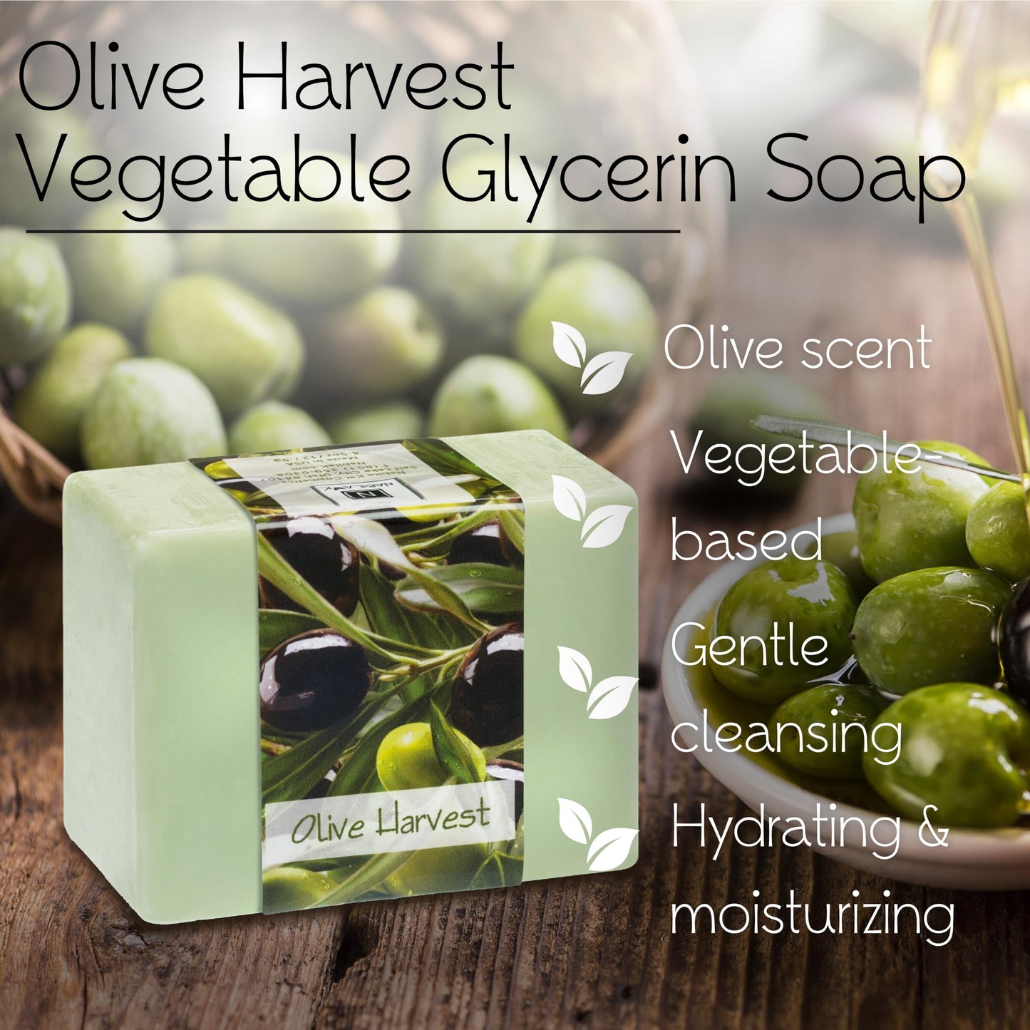 Nabila K Olive Harvest Glycerin Bar Soap | Fresh Olive Scent | Natural, Vegan, Hypoallergenic | 100% Vegetable Glycerin, Sulfate-Free, Paraben-Free | Beauty & Personal Care Nabila K