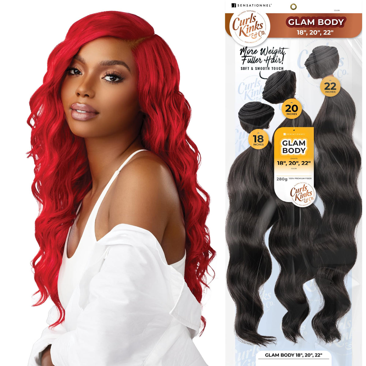 Sensationnel CKCO Synthetic Bundle-Glam Body,18 20 22 inch, 2 DARKBROWN