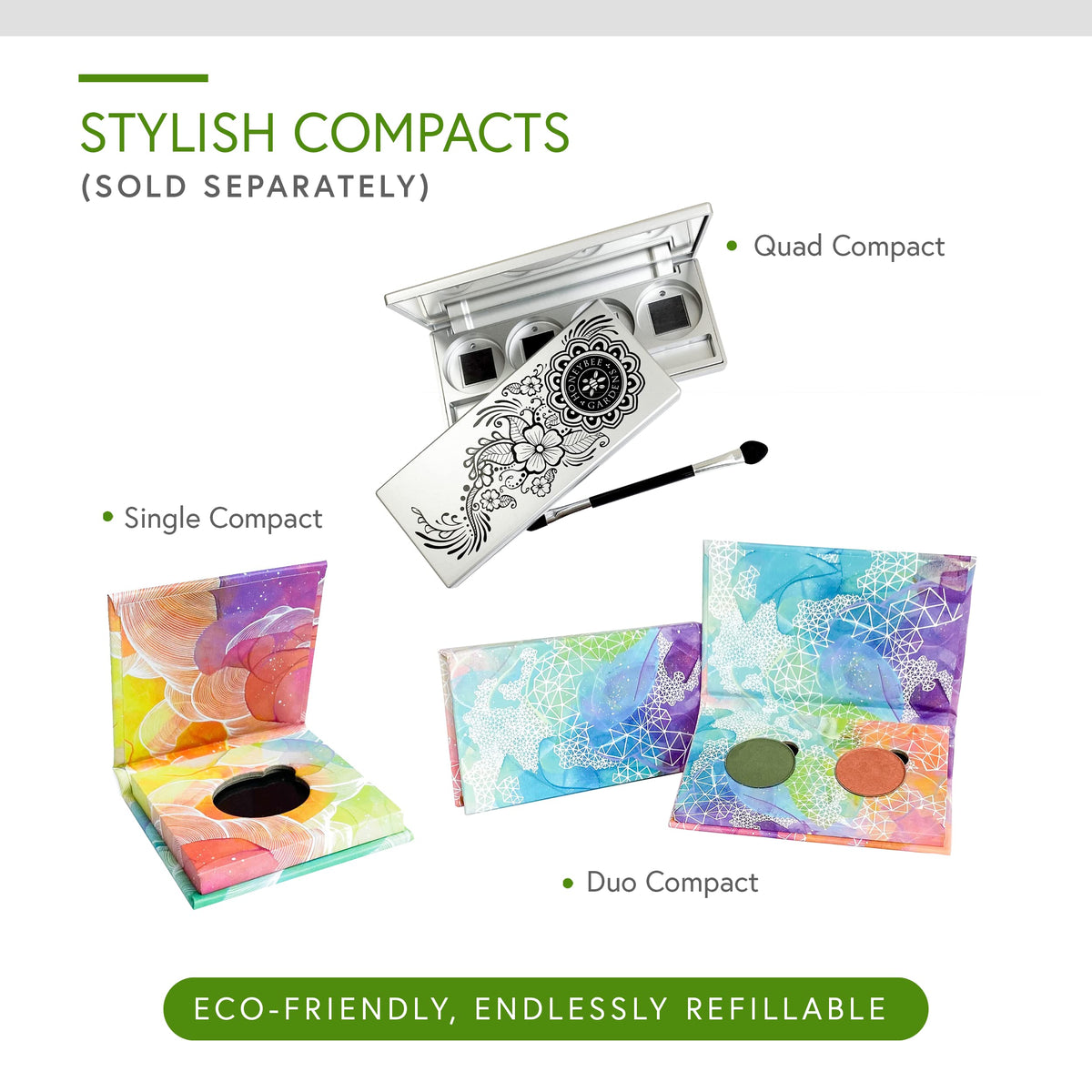 Honeybee Gardens Refillable Eye Shadow Compact, Single, Customizable Empty Cosmetic Case, 26mm Pan Compatible Beauty & Personal Care Honeybee Gardens