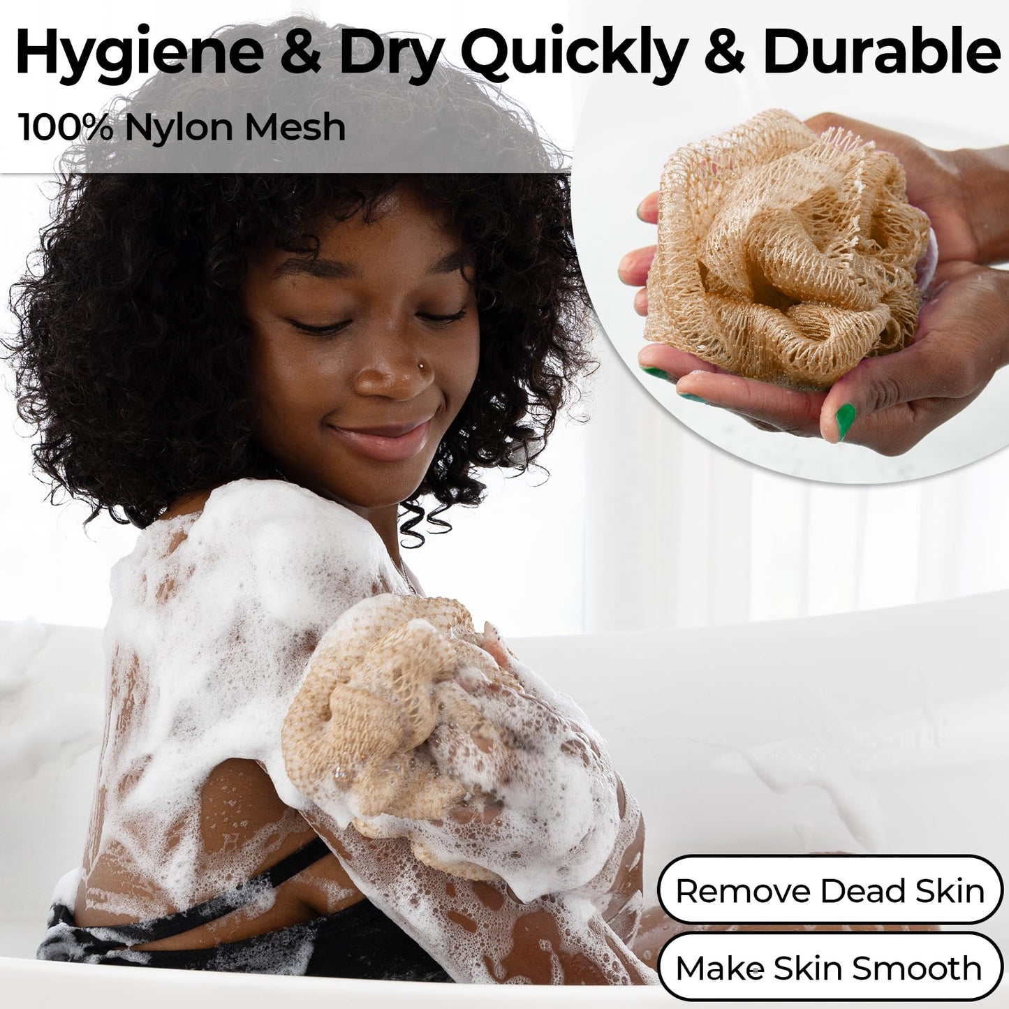 African Net Sponge Authentic with Knots - Afroscrub Exfoliating Net Sponge for Body Scrubber Exfoliator - Real African Bath Back Scrubber Washcloth Beauty and Personal Care MINISENTIALS