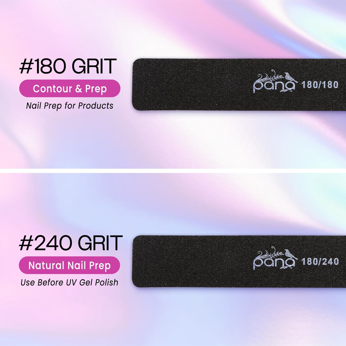 PANA Jumbo Double-Sided Emery Nail File for Manicure, Pedicure, Natural, and Acrylic Nails - Black (Grit 80/80) - 50 Piece Pack Beauty & Personal Care PANA