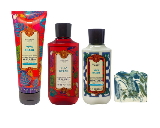 Bath & Body Works Viva Brazil - Ultimate Hydration Body Cream, Body Wash and Daily Nourishing Body Lotion with a Zen Garden Bar Soap Beauty & Personal Care Bath & Body Works