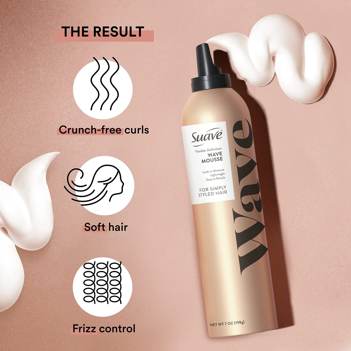 Suave Simply Styled Lightweight Hair Mousse, Wave Mousse Locks in Moisture for Crunch Free Curls 7 oz Beauty & Personal Care Suave