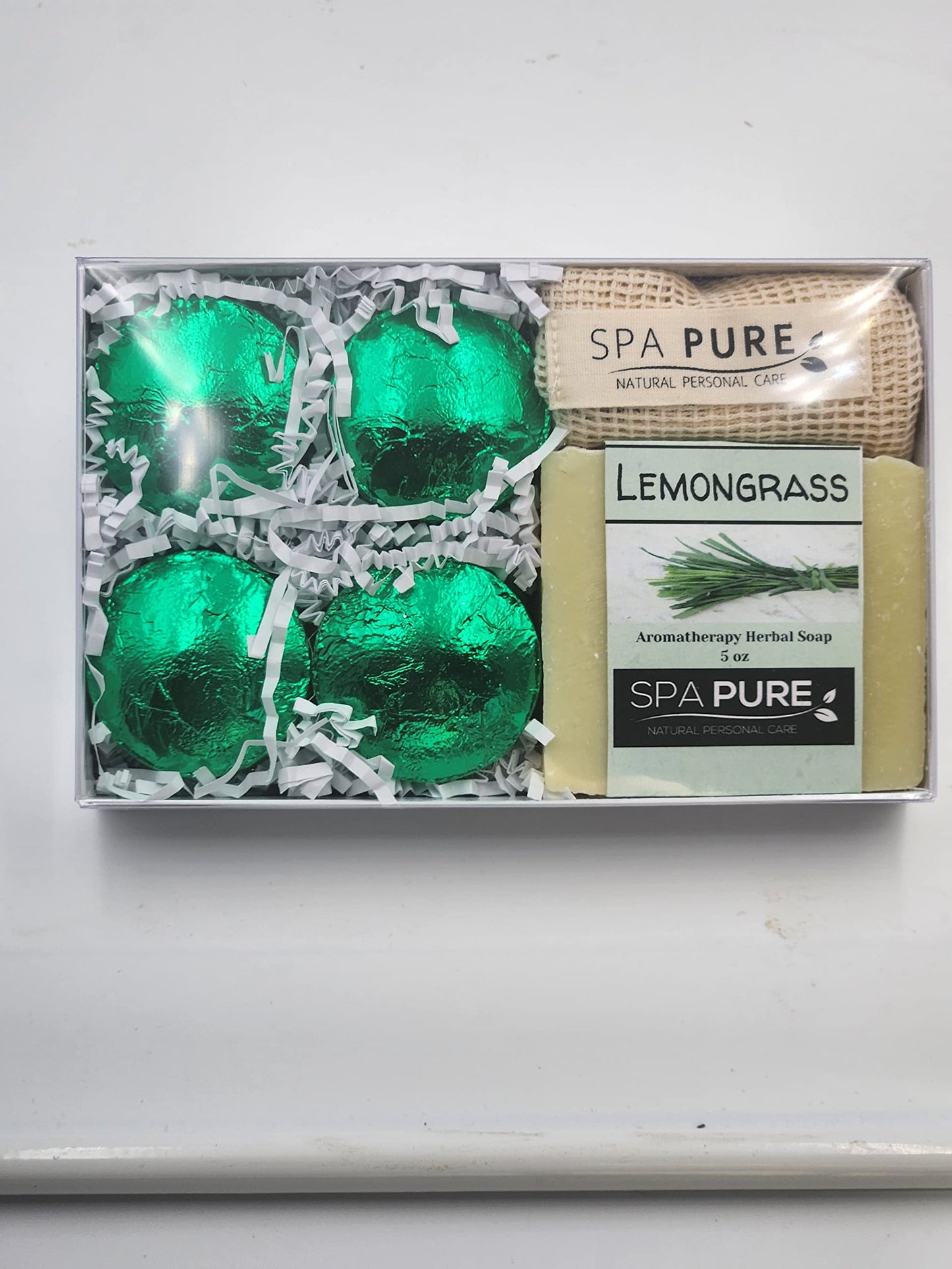 Spa Pure Aromatherapy Gift Set: Lemongrass Artisan soap, 4 Shower Steamers, made with plant based ingredients, essential oils, all natural Beauty and Personal Care Spa Pure