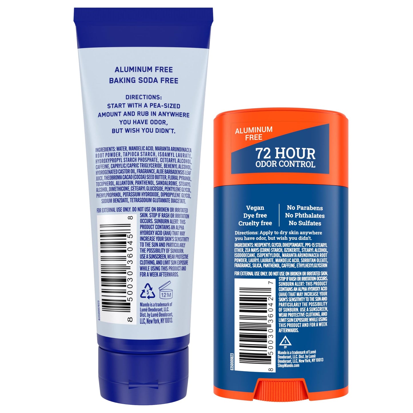 Mando Whole Body Deodorant - Invisible Cream and Solid Formulas - 72 Hour Odor Control - Aluminum & Baking Soda Free - Skin Safe - 3 oz Cream & 2.6 oz Beauty and Personal Care Mando