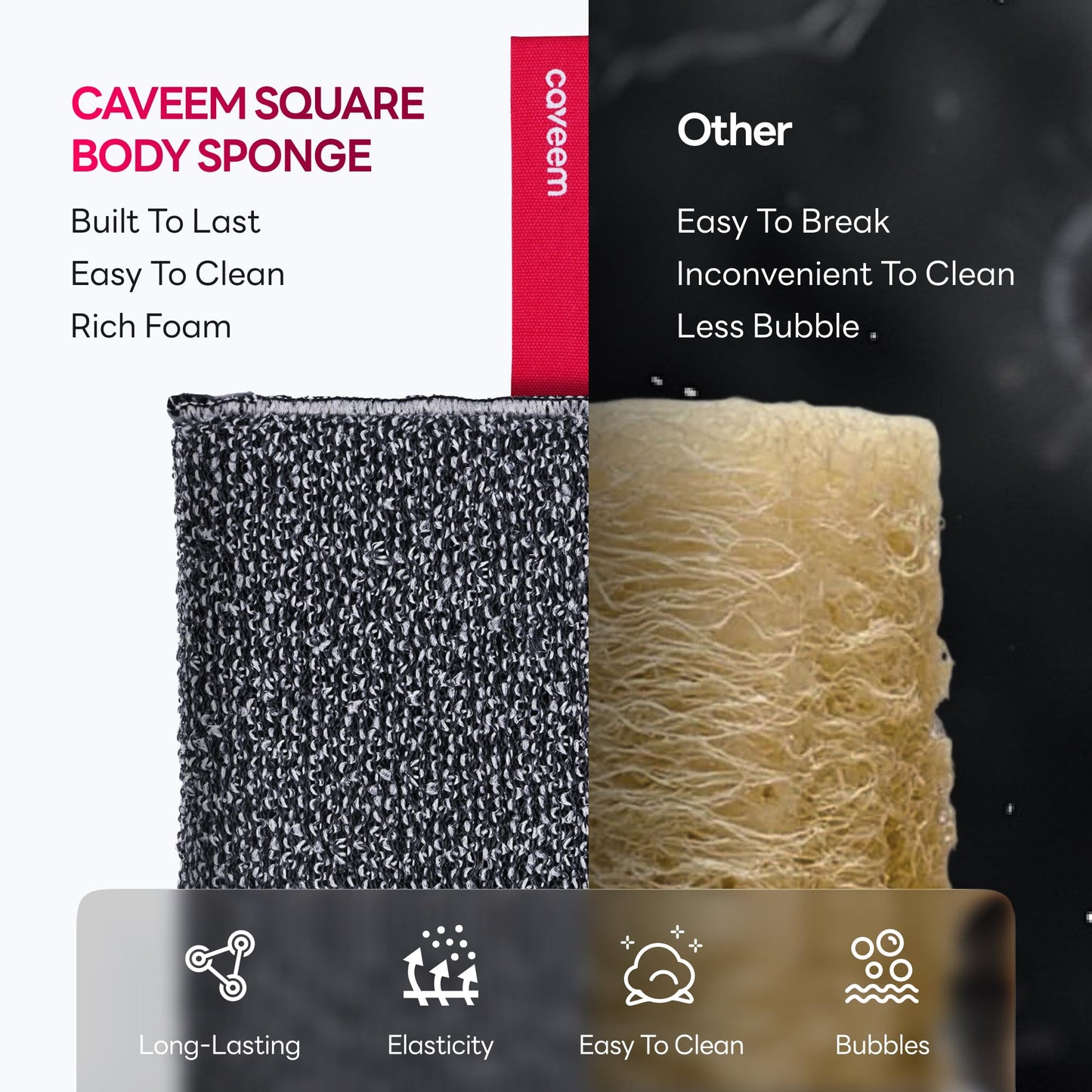 Caveem Exfoliating Body Scrubber, Rough Exfoliation Body Exfoliator Sponge for Remove Dead Skin, Body Exfoliating Sponges, Bath and Body Exfoliate Beauty and Personal Care CAVEEM