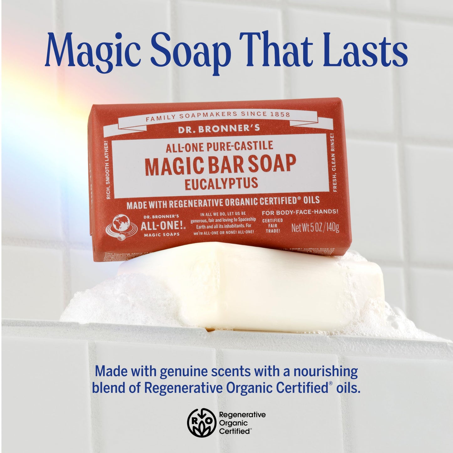 Dr. Bronner's Pure-Castile Magic Bar Soaps (Eucalyptus, 5oz, 12-Pack) - Made with RegeOrganic Oils, Soap Bars for Men & Women, Gentle for Face Beauty & Personal Care Dr. Bronner's