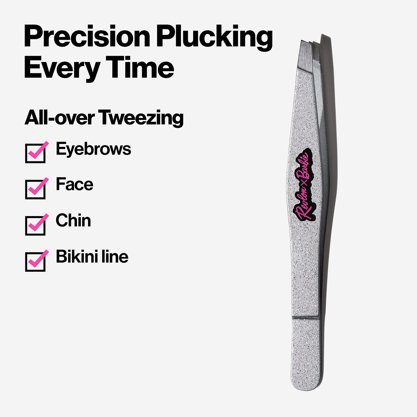 Revlon x Barbie Slant Tip Tweezer, Stainless Steel Hair Removal Makeup Tool (Packaging May Vary) Beauty & Personal Care REVLON