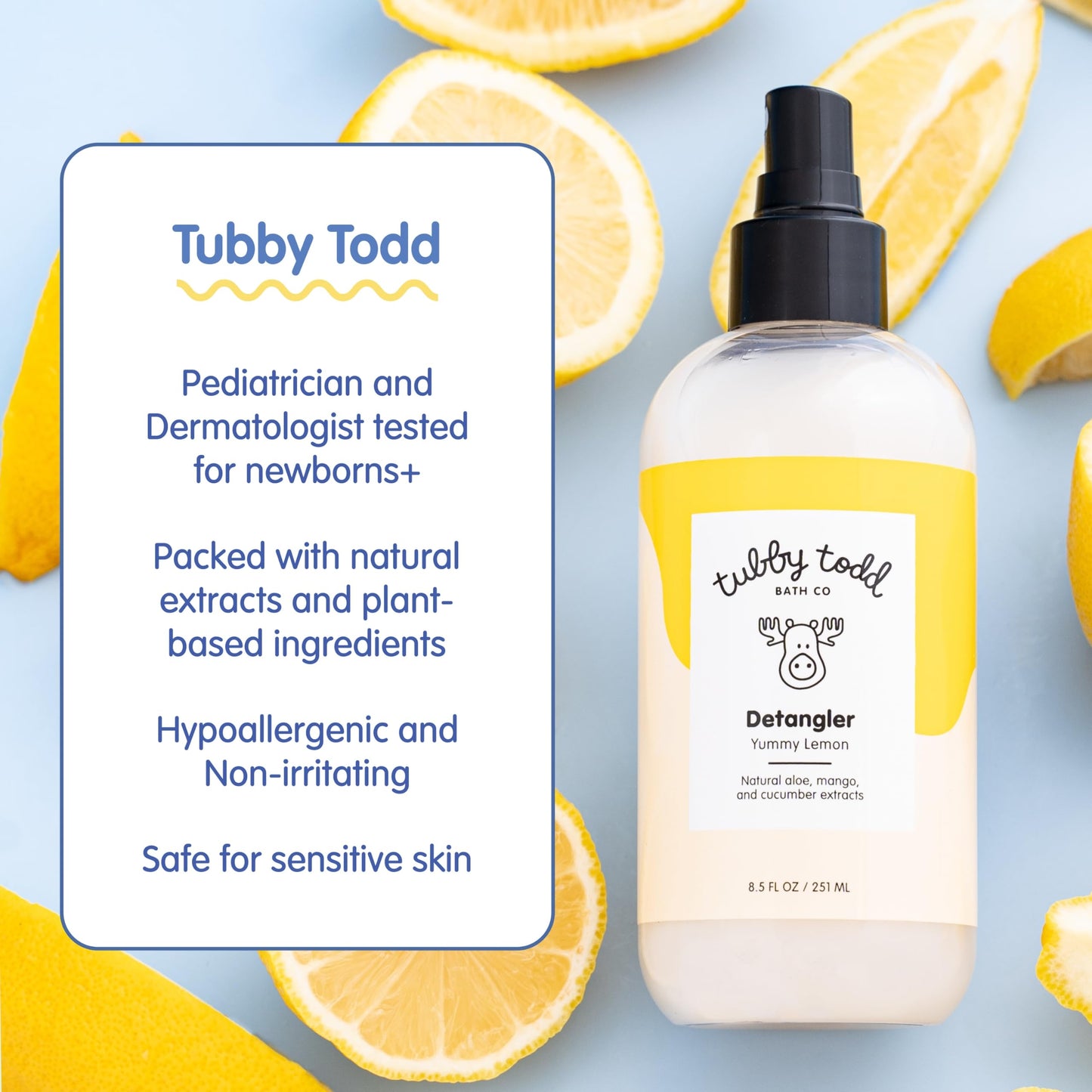 TUBBY TODD Hair Detangler Spray for Kids - Hair Detangling Spray with Baobab & Coconut Oil - Gentle & Moisturizing Kids Hair Detangler Spray - 8.5oz Beauty & Personal Care TUBBY TODD