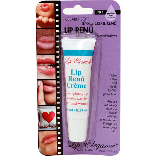 Lip Elegance Lip Renu Cream - Deep Nourishment Lip Moisturizer - Non-Glossy Lip Cream for Men and Women - SPF-6 Support for Lip Care - All-Natural Beauty and Personal Care Lip Elegance