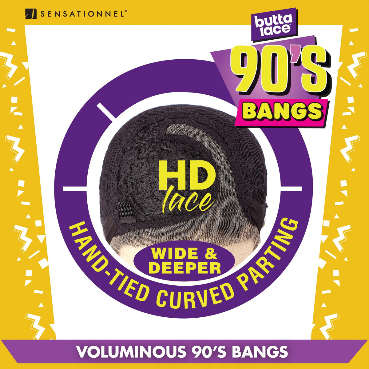 Sensationnel Butta Lace 90s Bangs Wig-Unit 901, 1B OFFBLACK