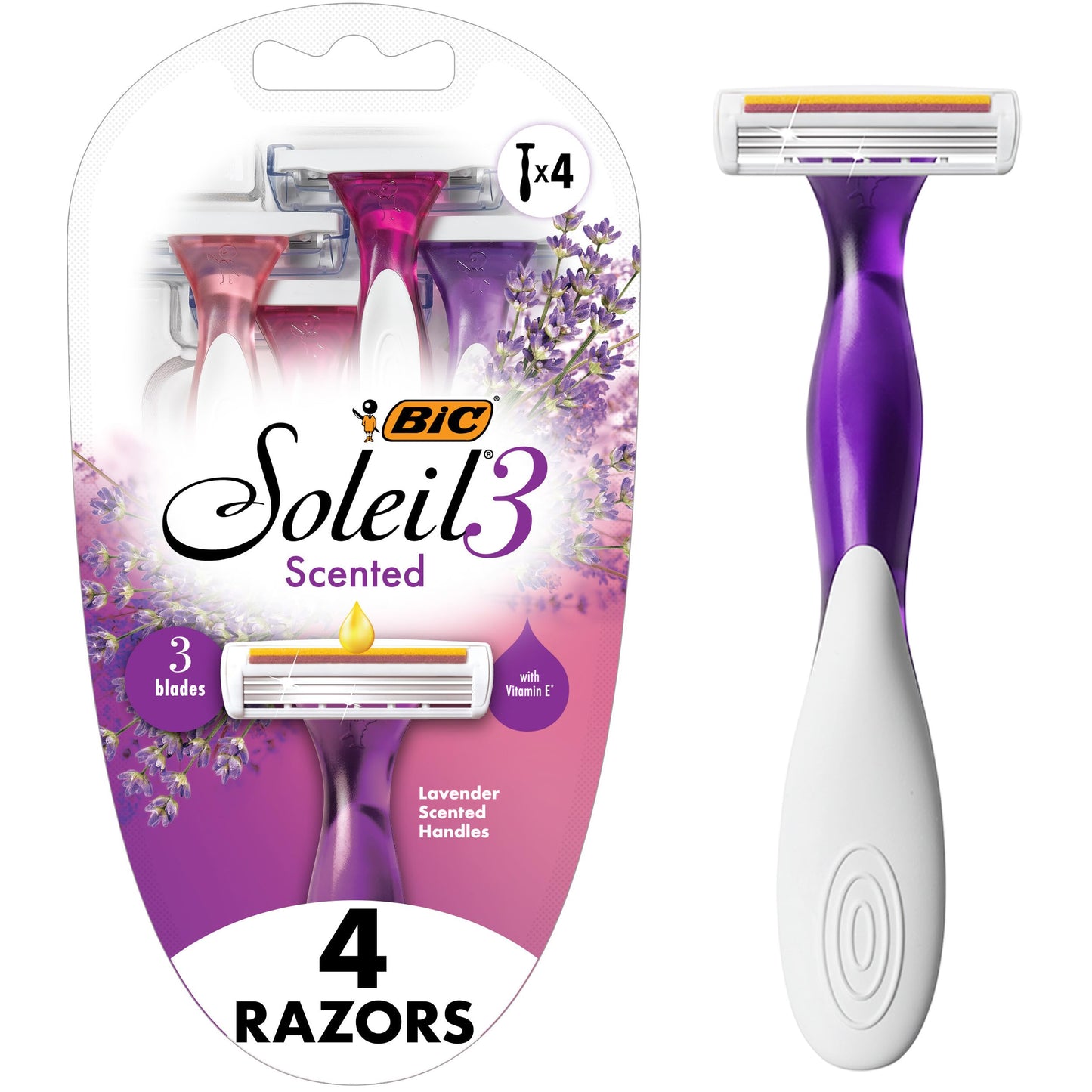 BIC Soleil 3 Scented Women’s Disposable Razor, 3 Blades with a Moisture Strip For a Silky Shave, Assorted, 4 Piece Razor Set Beauty & Personal Care BIC