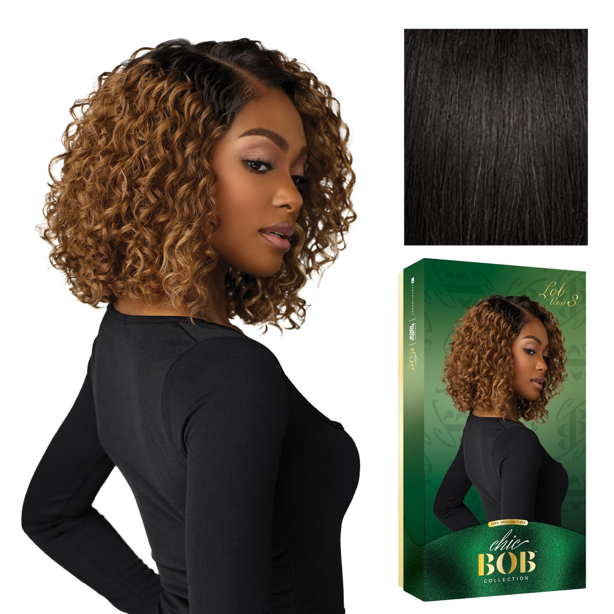 Sensationnel Chicbob Lace Frontwig-Lob Unit 3, 1B OFFBLACK