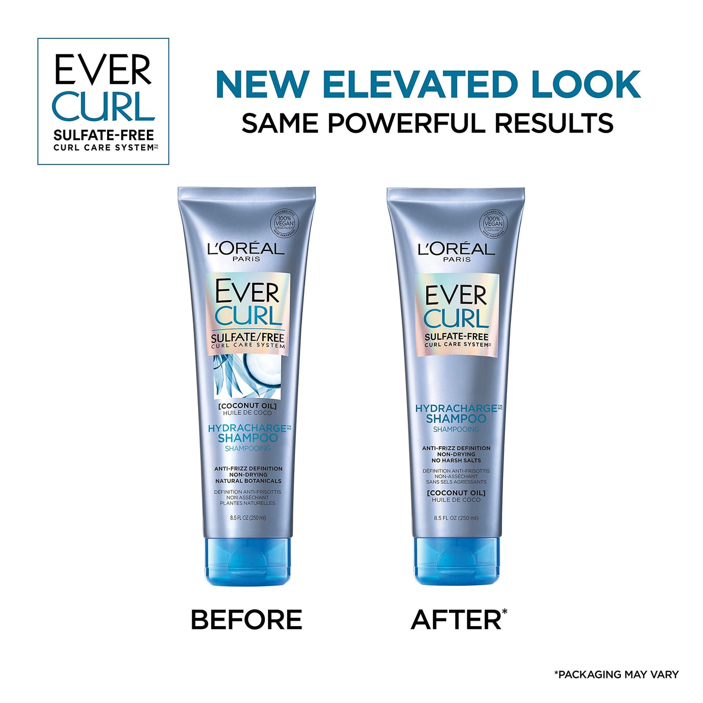 L'Oreal Paris EverCurl Sulfate Free Shampoo for Curly Hair, Lightweight, Anti-Frizz Hydration, Gentle on Curls, with Coconut Oil, 2 Count (8.5 Fl; Oz Beauty & Personal Care L'Oreal Paris