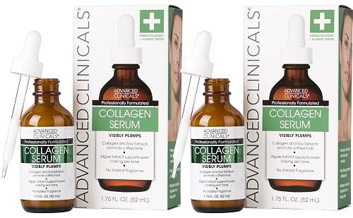 Advanced Clinicals Collagen Serum For Face | Visible Anti Aging Collagen Peptide Serum + Hyaluronic Acid Moisturizer Improves Look Of Wrinkles, Dry Beauty & Personal Care Advanced Clinicals