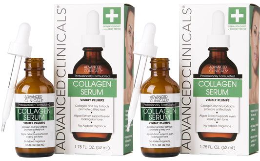 Advanced Clinicals Collagen Serum For Face | Visible Anti Aging Collagen Peptide Serum + Hyaluronic Acid Moisturizer Improves Look Of Wrinkles, Dry Beauty & Personal Care Advanced Clinicals