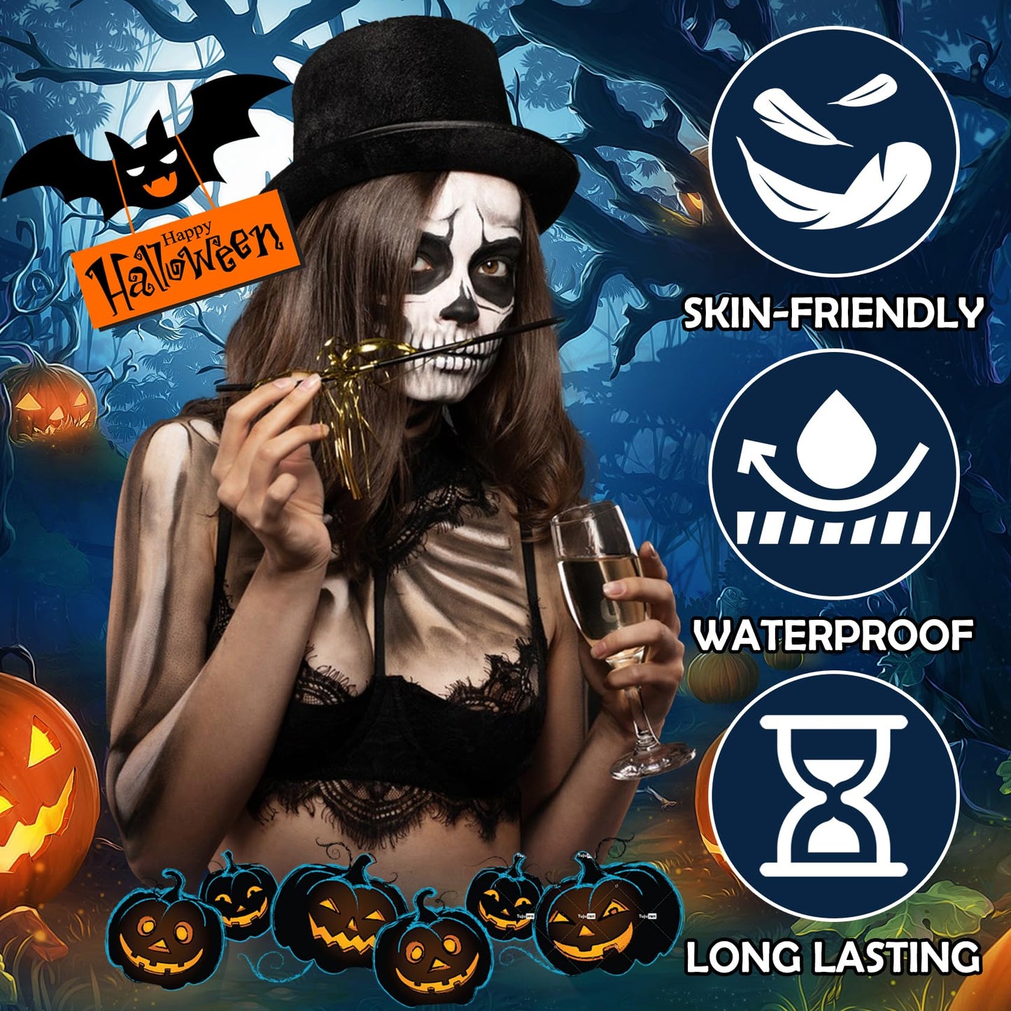 Black and White Face Body Paint, 2PCS Oil Based Full Coverage Painting Kit With Sponge, Washable Halloween Cream SFX Makeup for Goth Clown Zombie Beauty & Personal Care JunKuJK