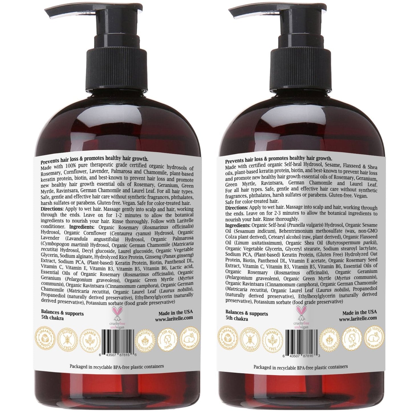 Laritelle Organic Hair Care Set Silk Velvet: Shampoo 17.5 oz + Conditioner 16 oz Beauty & Personal Care Laritelle