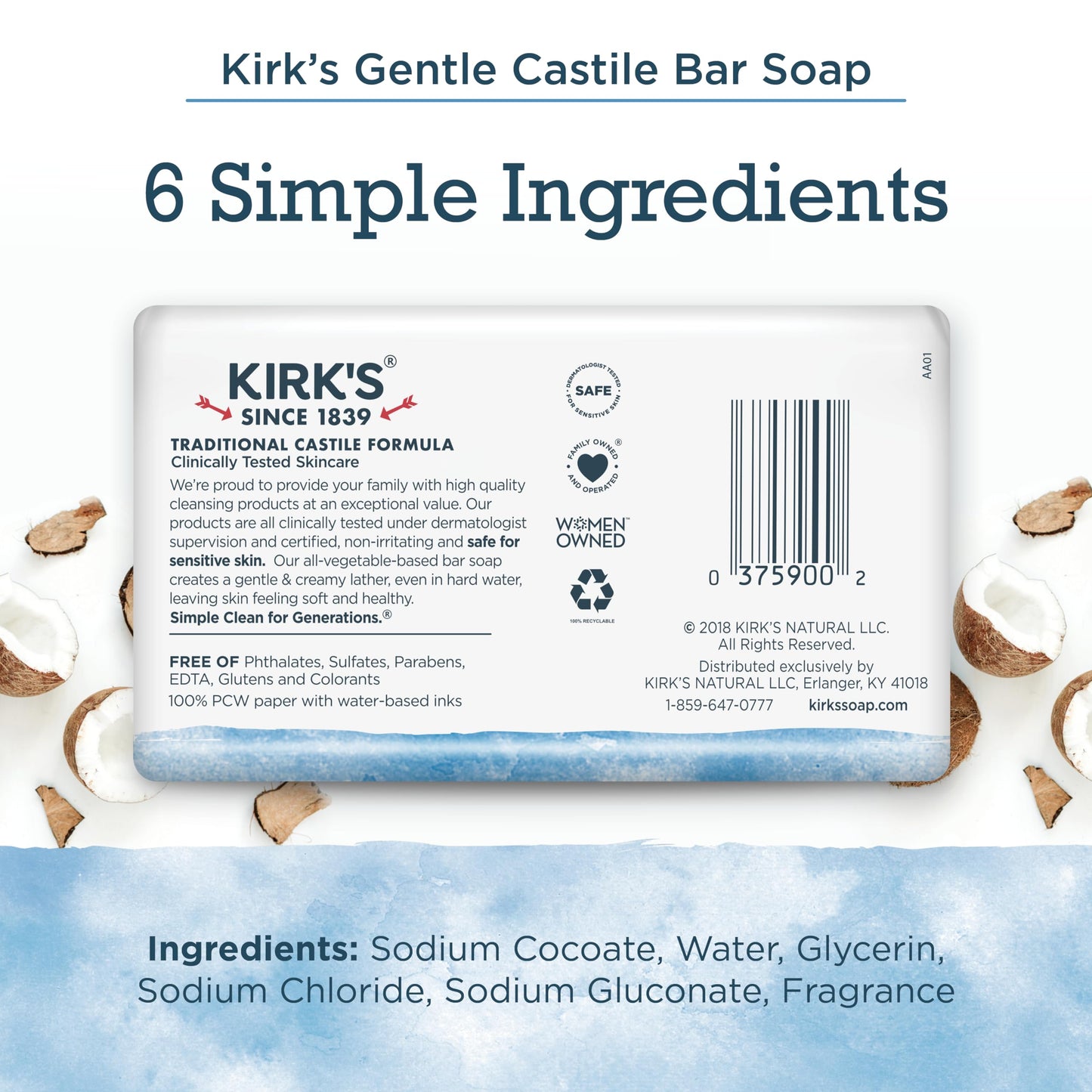 Kirk's Original Coco Castile Soap, Pack of 3 Beauty & Personal Care Kirk's