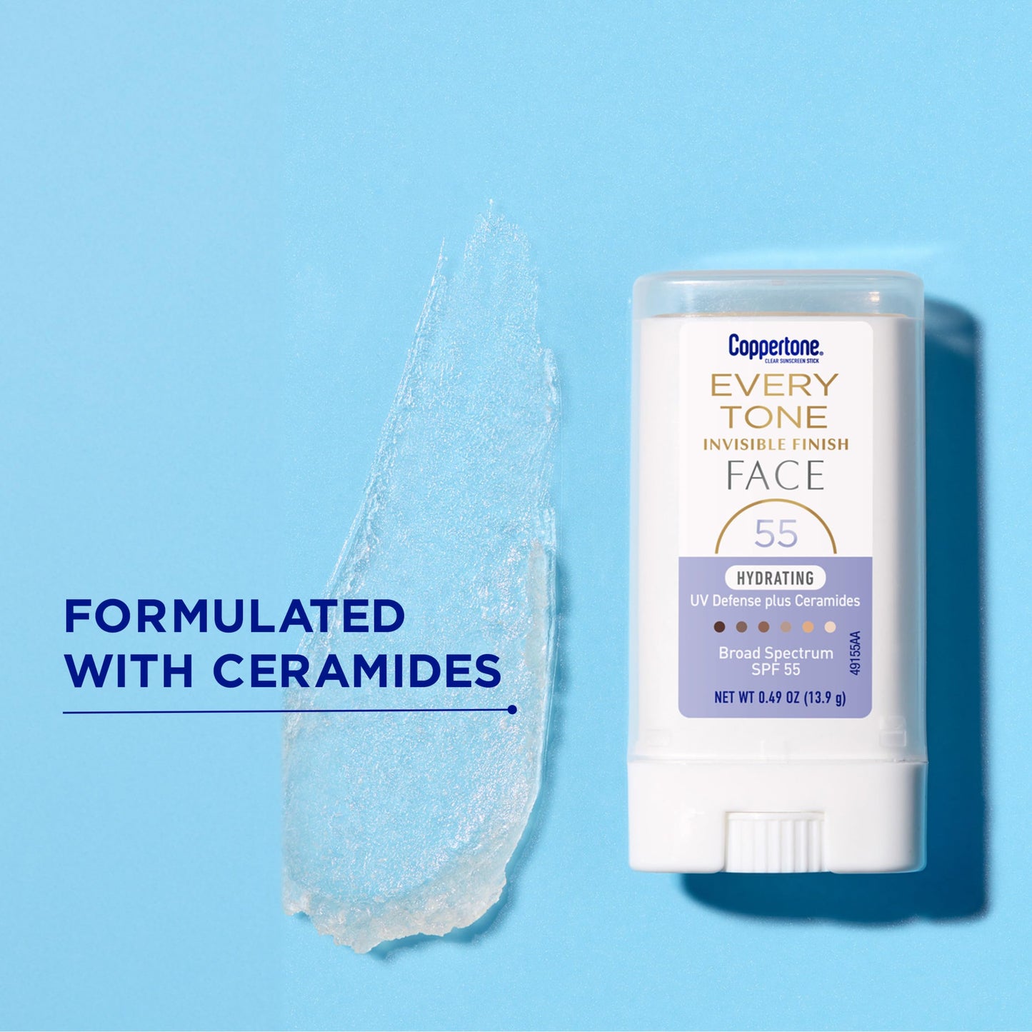 Coppertone Every Tone Invisible Finish Hydrating UV Defense Face Sunscreen Stick SPF 55 with Moisturizing Ceramides, Blends in Clear Sunscreen for All Beauty & Personal Care Coppertone
