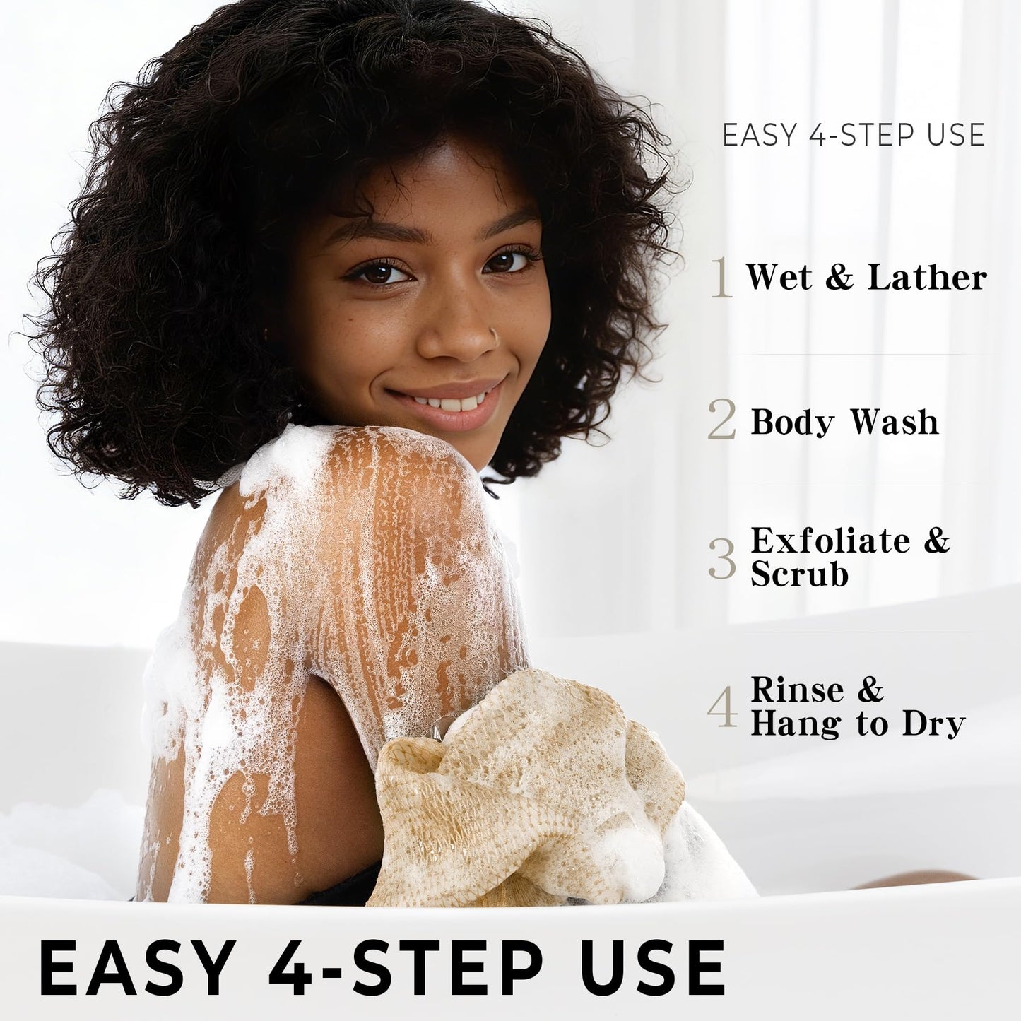 African Net Sponge Authentic - African Exfoliating Net Sponge 3 Pieces - Body Scrubber Exfoliator Wash Cloth - Back Scrubber for Shower - Bath Sponges Beauty and Personal Care Hrsqu