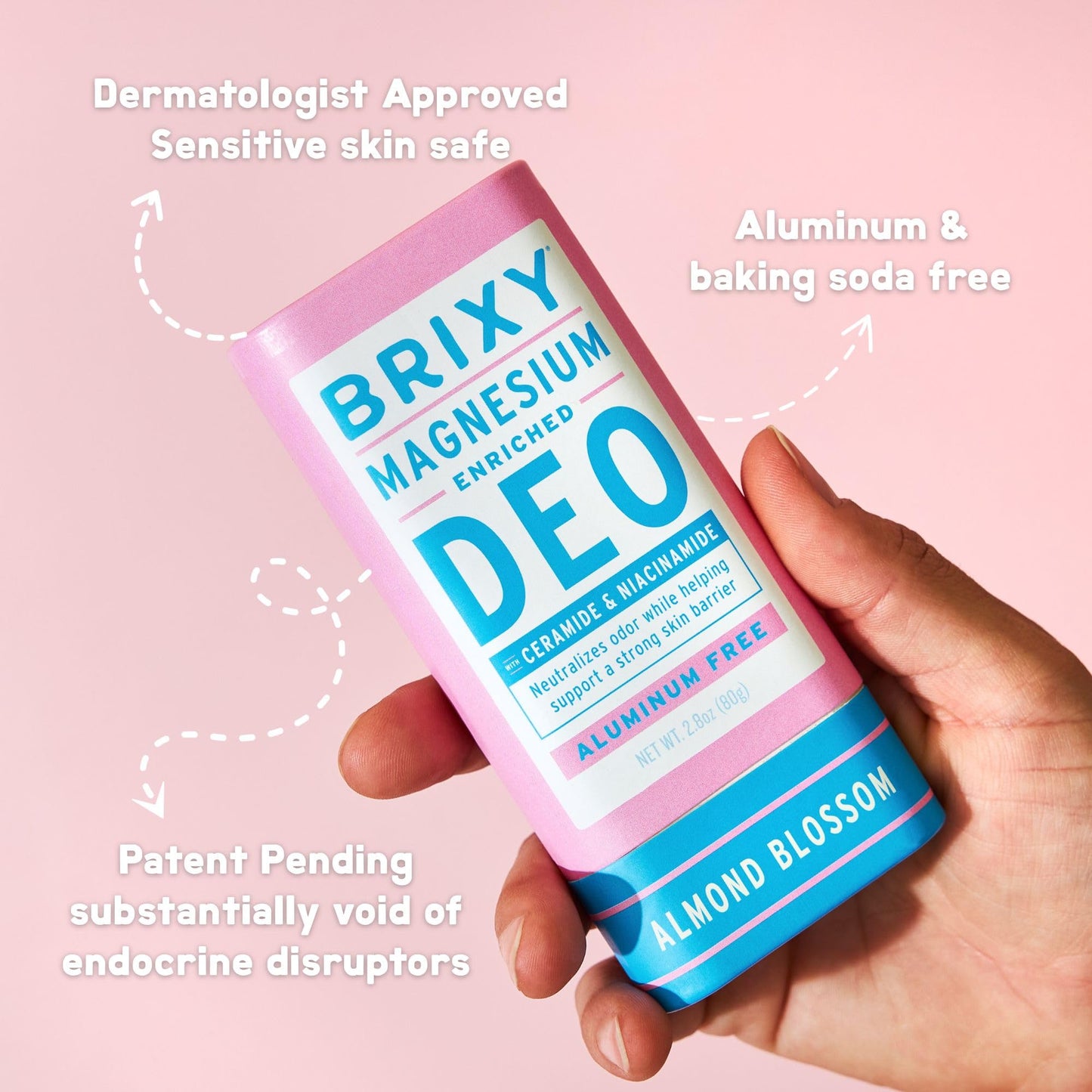 BRIXY Magnesium Deodorant, Ceramide & Niacinamide, Aluminum Free, Baking Soda Free, Plastic Free Packaging, Vegan and Certified Cruelty Free, Patent Beauty and Personal Care BRIXY
