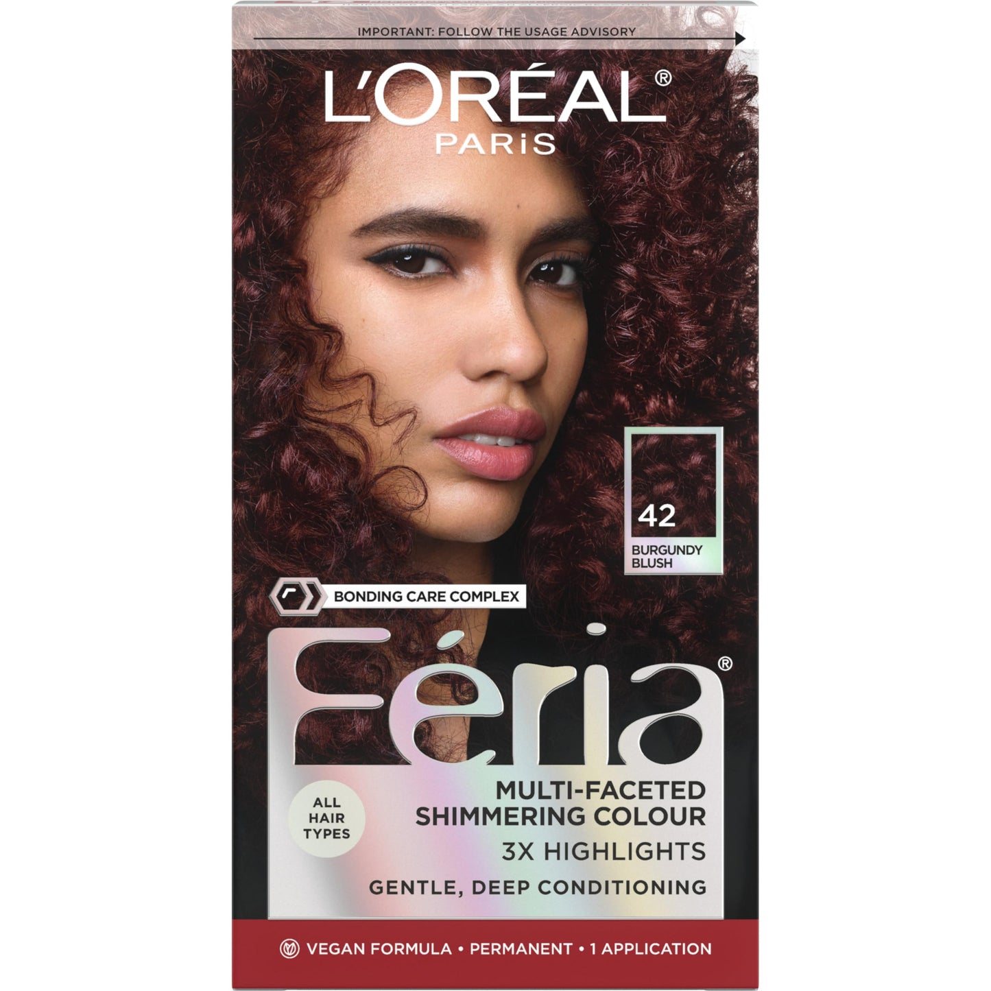 L’Oreal Paris Feria Multi-Faceted Shimmering Permanent Hair Color, High Intensity Hair Dye for 3X Highlights, 42 Burgundy Blush, 1 Hair Dye Kit Beauty & Personal Care L'Oreal Paris