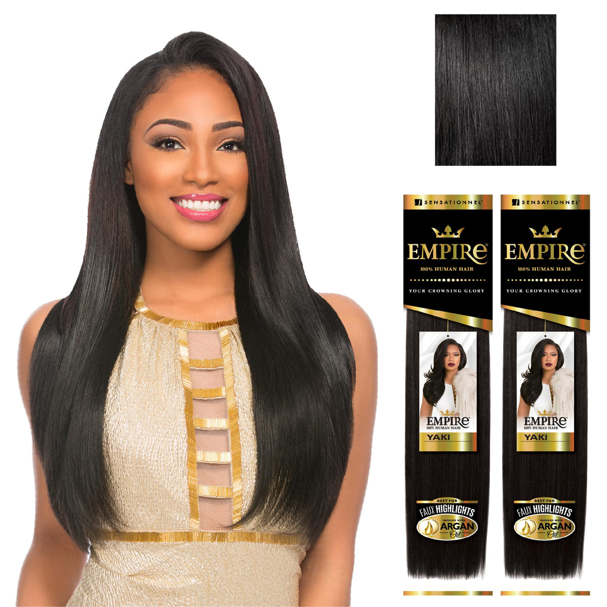 Sensationnel Empire Yaki Human Hair,2 Pack 8 inch, 1 JETBLACK