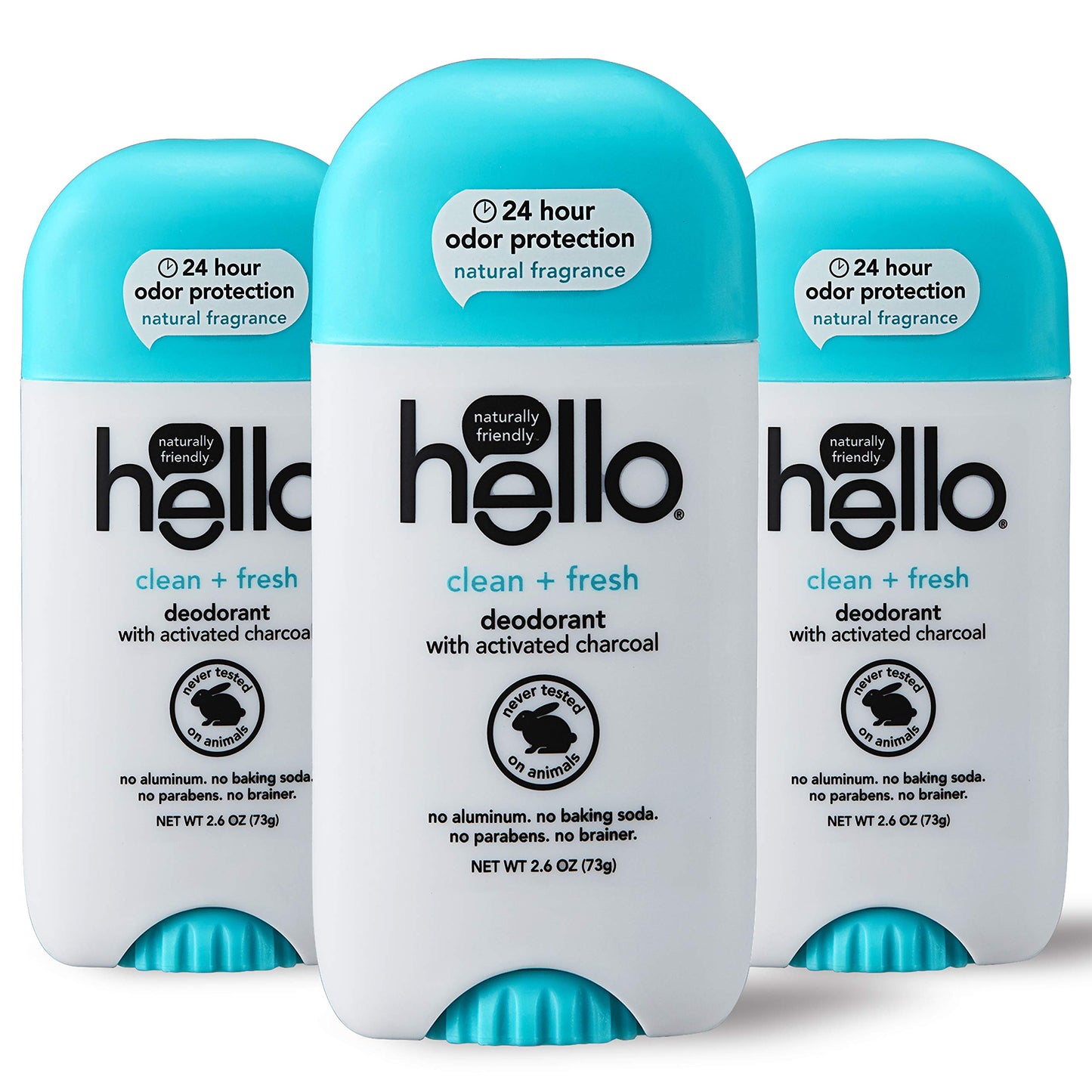 hello Activated Charcoal Fresh and Clean Deodorant for Women and Men, Aluminum Free, Baking Soda Free, Parabens Free, 24 Hour Protection, 2.6 Ounce Beauty and Personal Care hello