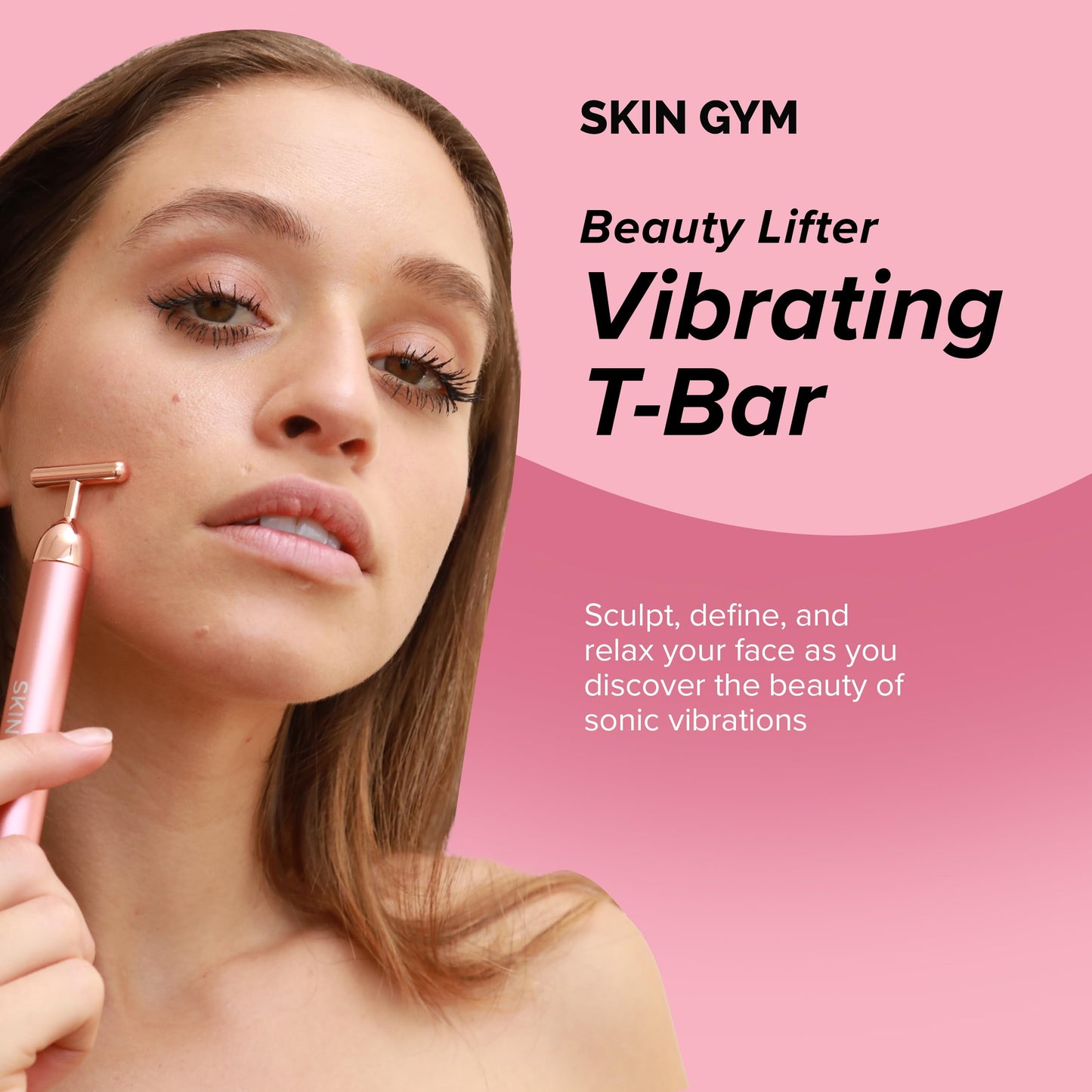 SKIN GYM Beauty Lifter Vibrating T-Bar Gold, Sonic Facial Massage Tool for Sculpting and Circulation Beauty & Personal Care SKIN GYM