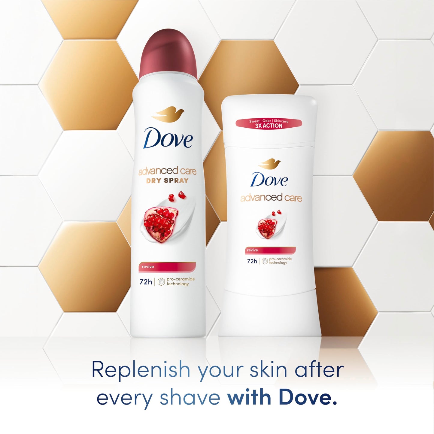 Dove Advanced Care Antiperspirant Deodorant Stick Revive to help skin barrier repair after shaving by boosting skin's ceramide levels 72 hour odor Beauty and Personal Care Dove